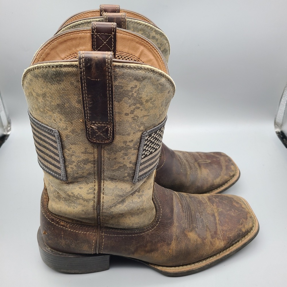 Ariat Sport Patriot Mens 9D Brown Leather Camo American Flag Boots 10023359 - Picture 3 of 6